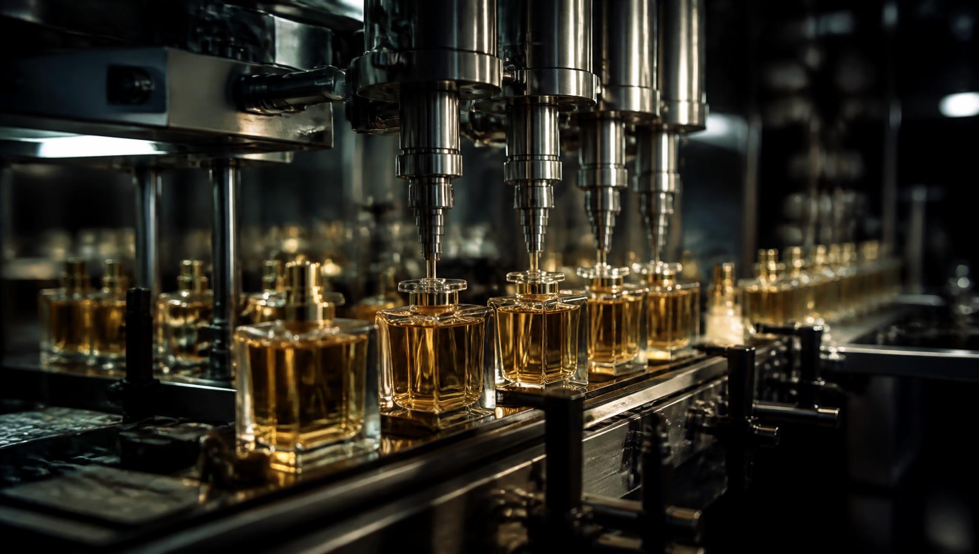 Perfume filling line inside a production facility